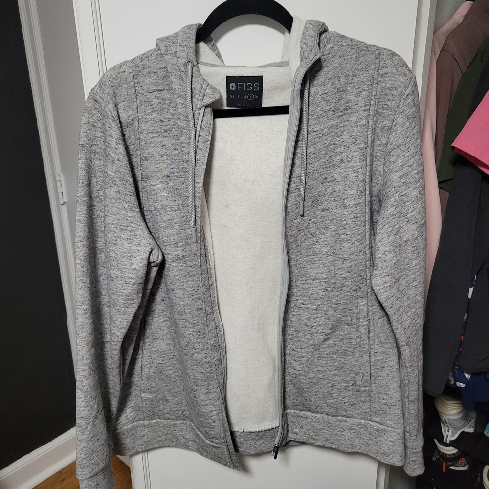 Figs Heather Gray Zip-Up Hoodie